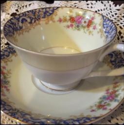 Ivory Blue Rim Teacup